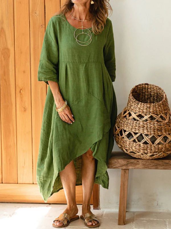 Women Maxi Dress Neck Pocket Summer Loose Casual Baggy Robe Female Ret |  Wazzi's Wear