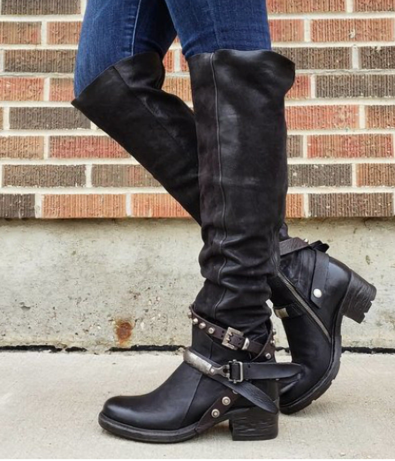 Belted over the knee chunky boots best sale