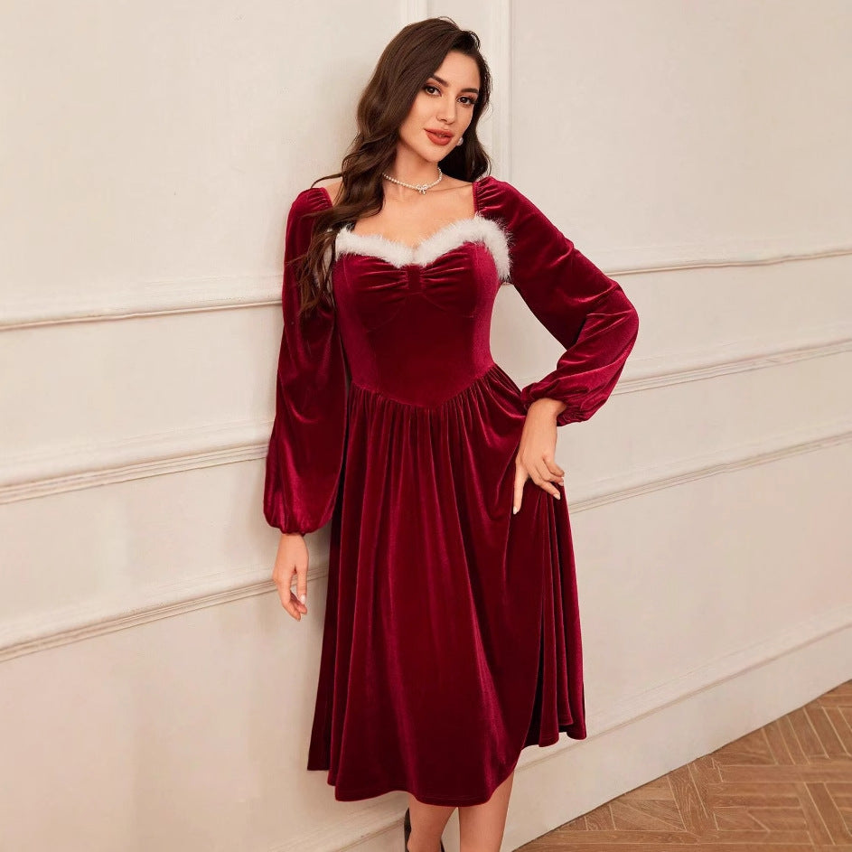 polka dot long sleeve maxi dress Aurora Maxi Dress in Black Polka Dot – Sleeper main image 1