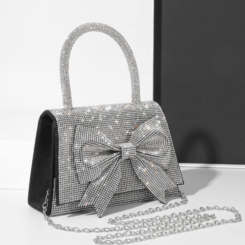 Diamond Studded Handbag with Chain Shoulder Strap