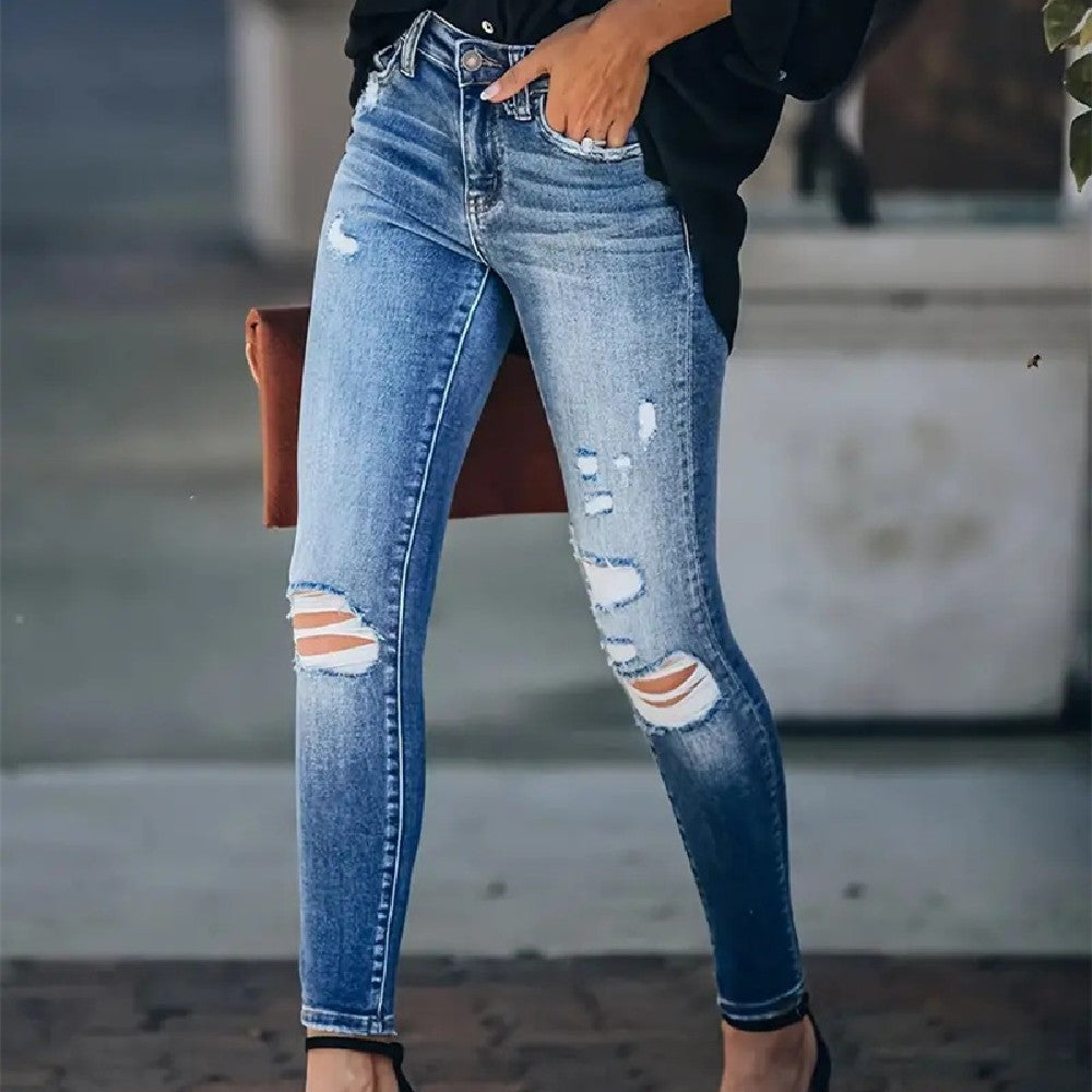 Ripped denim jeans sales womens