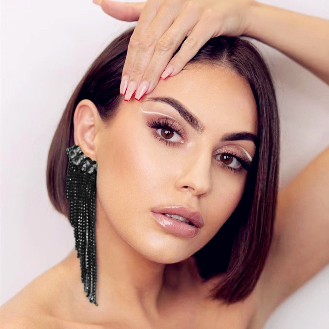 Women’s Rhinestone Tassel Earrings