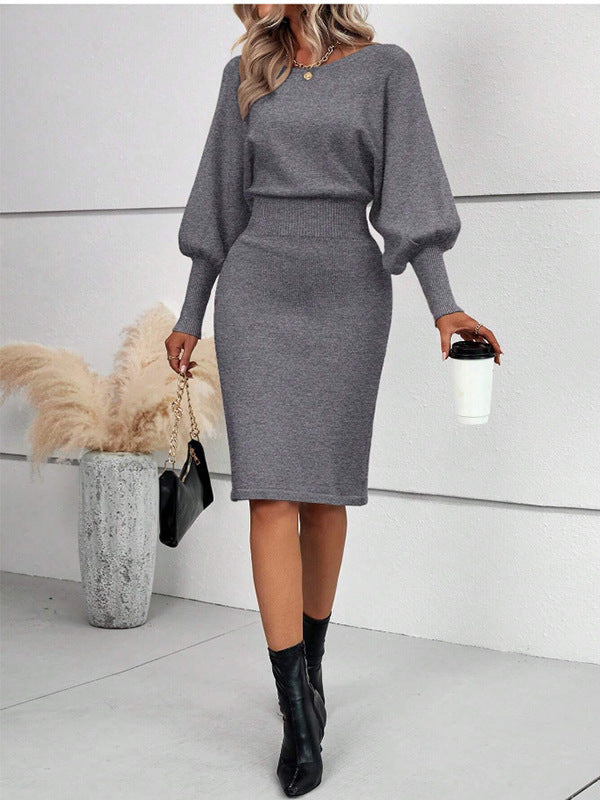 Sweater Dress/Sophisticated Women's Long Sleeve Slim-Fit Sweater Dress