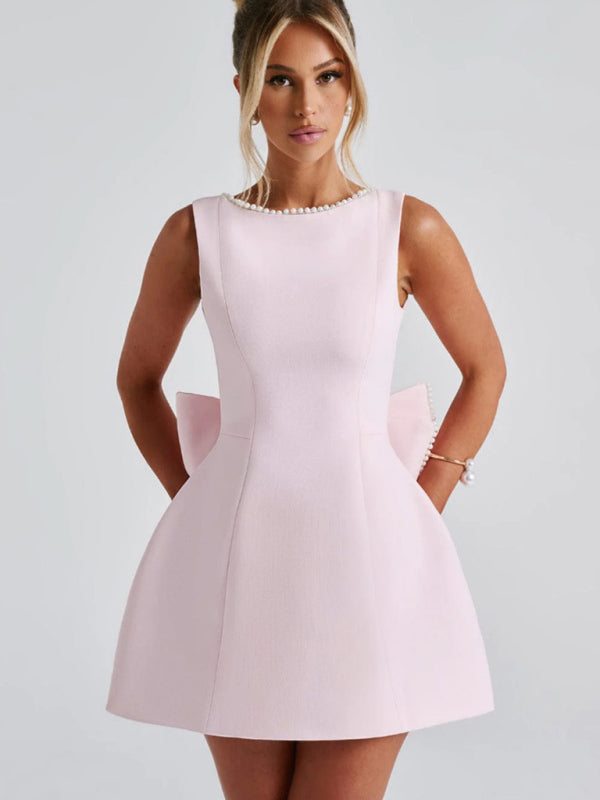 Cocktail Dress/Stunning Short Skirt A-Line Cocktail Dress with Bow | Wazzi's Wear Cocktail Dress/Stunning Short Skirt A-Line Cocktail Dress with Bow | Wazzi's Wear