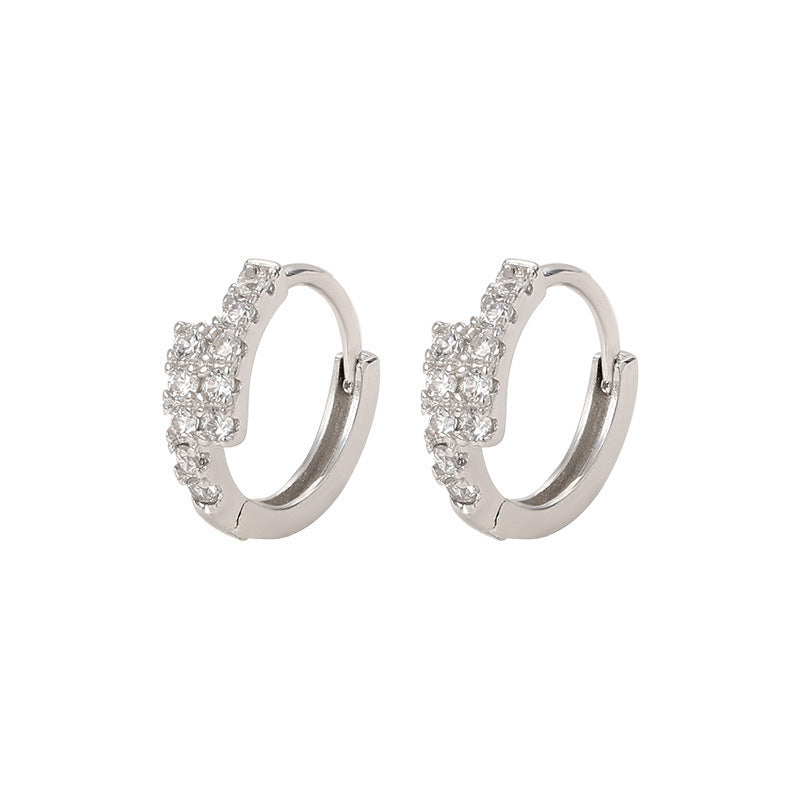 Elegant Silver Hoop Earrings with Artificial Diamonds