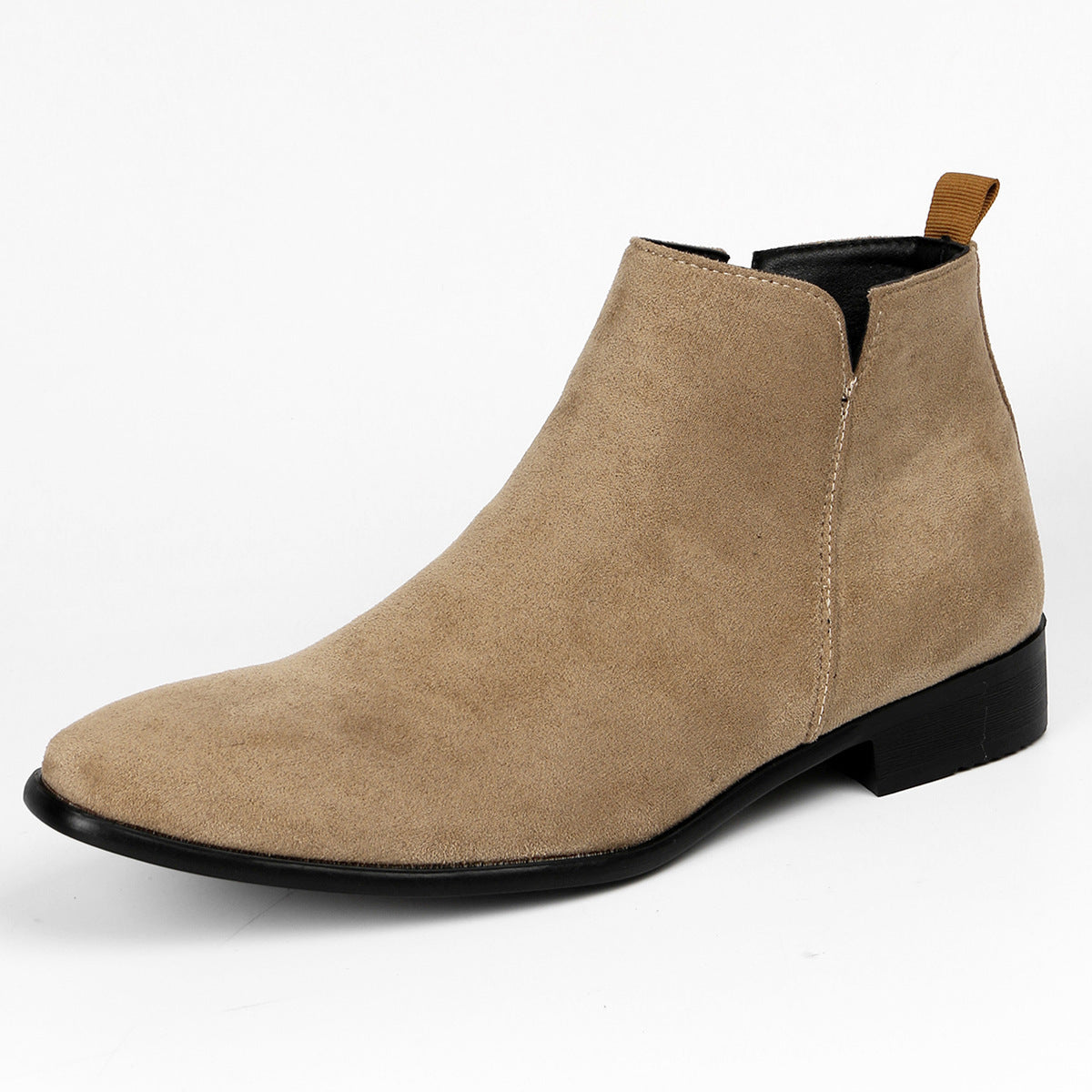 Men's Ankle Boots with Wedge Heel and Square Toe