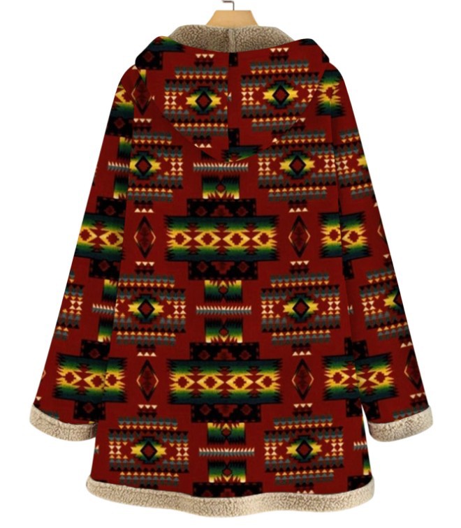 Women’s Printed Hooded Plush Coat in 4 Colors S-5XL - Wazzi's Wear