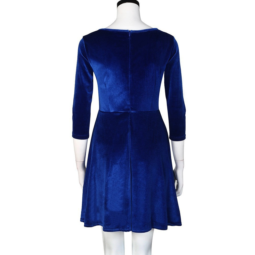 Velvet Dress With Round Neck