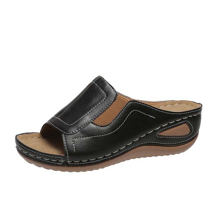 Women’s Slip-On Wedge Heel Sandals in 5 Colors - Wazzi's Wear