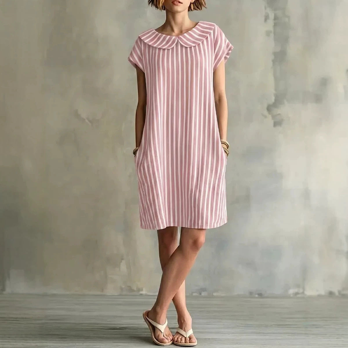Elegant And Fashionable Printed Striped Dress For Women