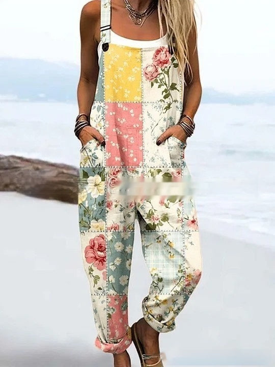 Women's Floral Element Print Fashion Casual Women's Jumpsuit