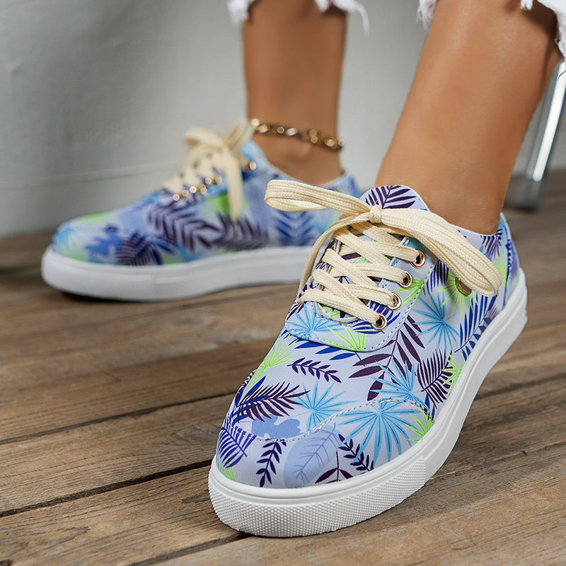 Leaf Print Canvas Sneakers