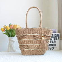 Load image into Gallery viewer, Women’s Woven Straw Hand Bag with Tassel in 2 Colors - Wazzi&#39;s Wear