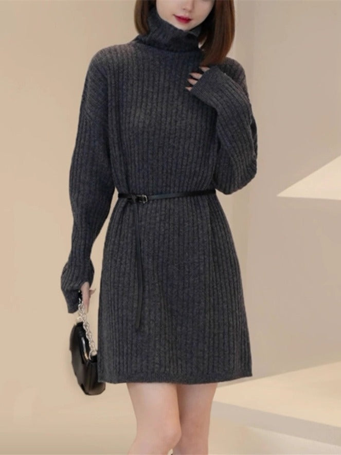 Autumn And Winter Large Size Idle Style Belt Midi Knitted Bottoming Skirt