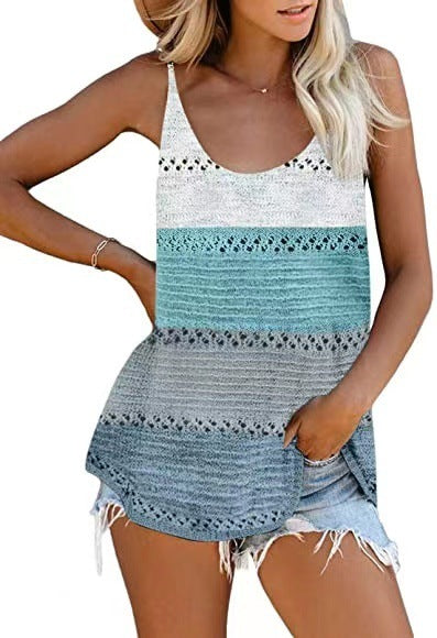 Women’s Colorblock Round Neck Knit Tank Top