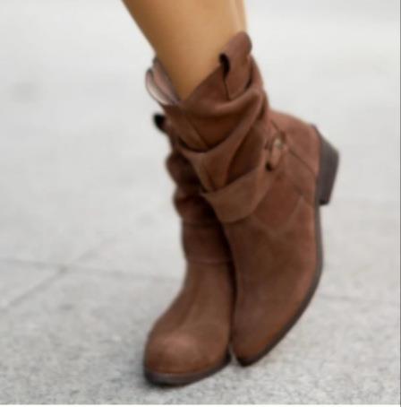 Women's Low Heel Suede Short Boots in 5 Colors - Wazzi's Wear