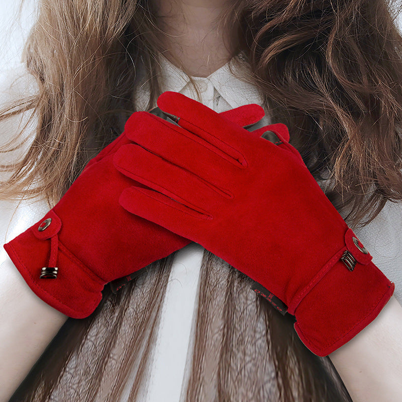 Women’s Touch Screen Fleece-Lined Leather Gloves