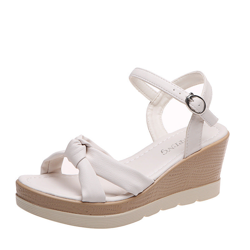 Women's High Wedge Heel Sandals with Bowknot in 2 Colors