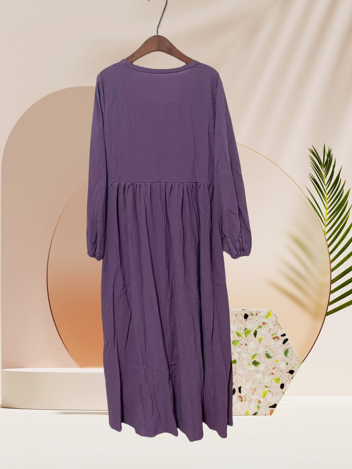 Linen Retro Bohemian Pleated High-Waisted Casual Dress