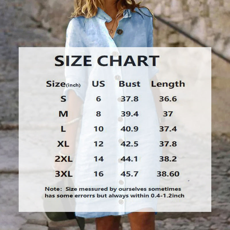 Women's Solid Color Shirt Collar Mid-Sleeve Dress With Oversized Buttons - Simple & Elegant Spring&Summer Dress