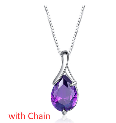 Women’s Sterling Silver Necklace with Amethyst Pendant - Wazzi's Wear