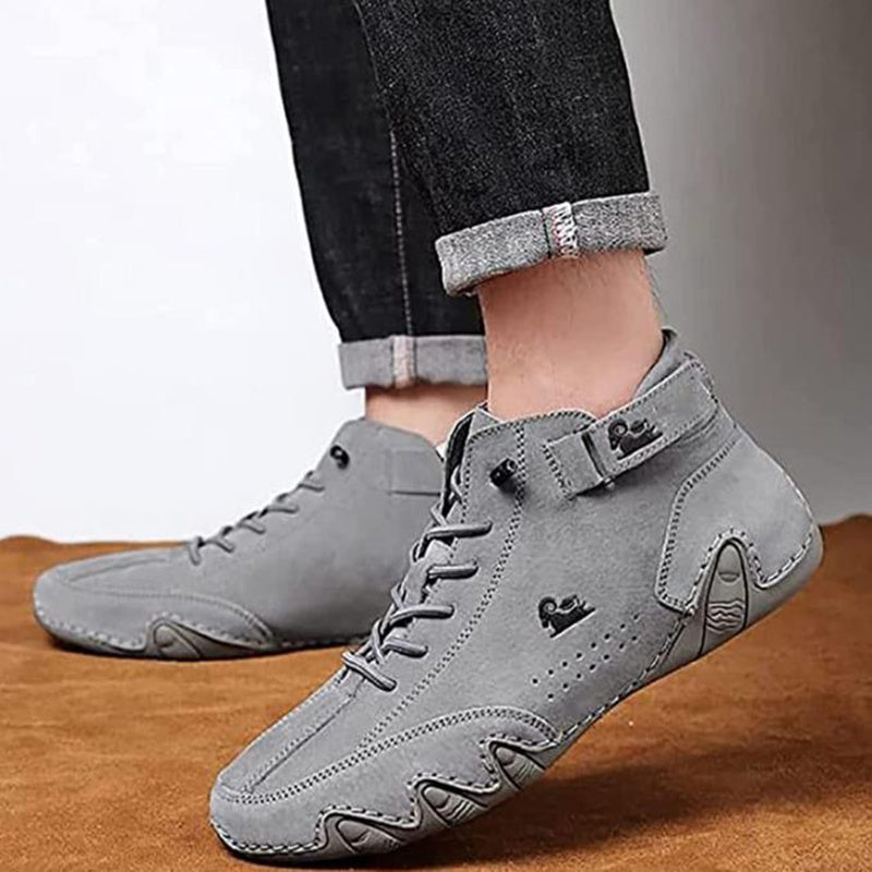 Leather Lace-Up Flat Sole Men’s Shoes