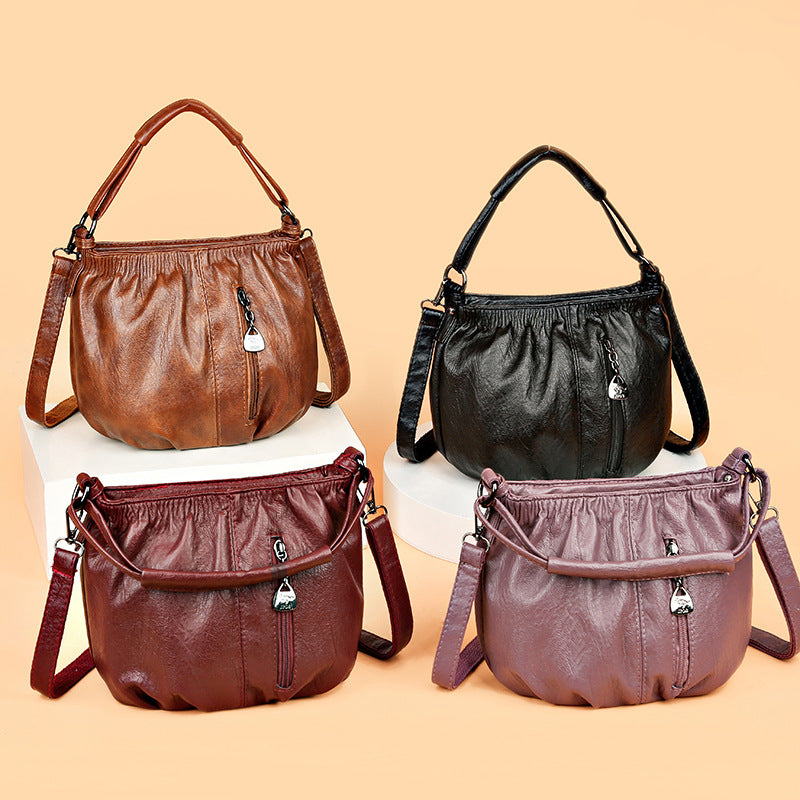 Women’s Retro Pleated Hand Shoulder Bag in 7 Colors - Wazzi's Wear