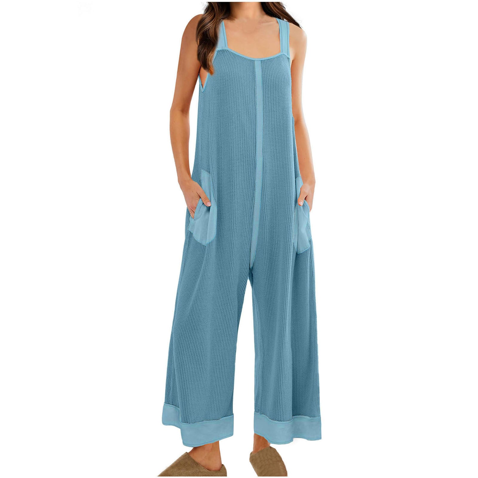 Women's Casual Loose Jumpsuit Sleeveless U-neck One-piece