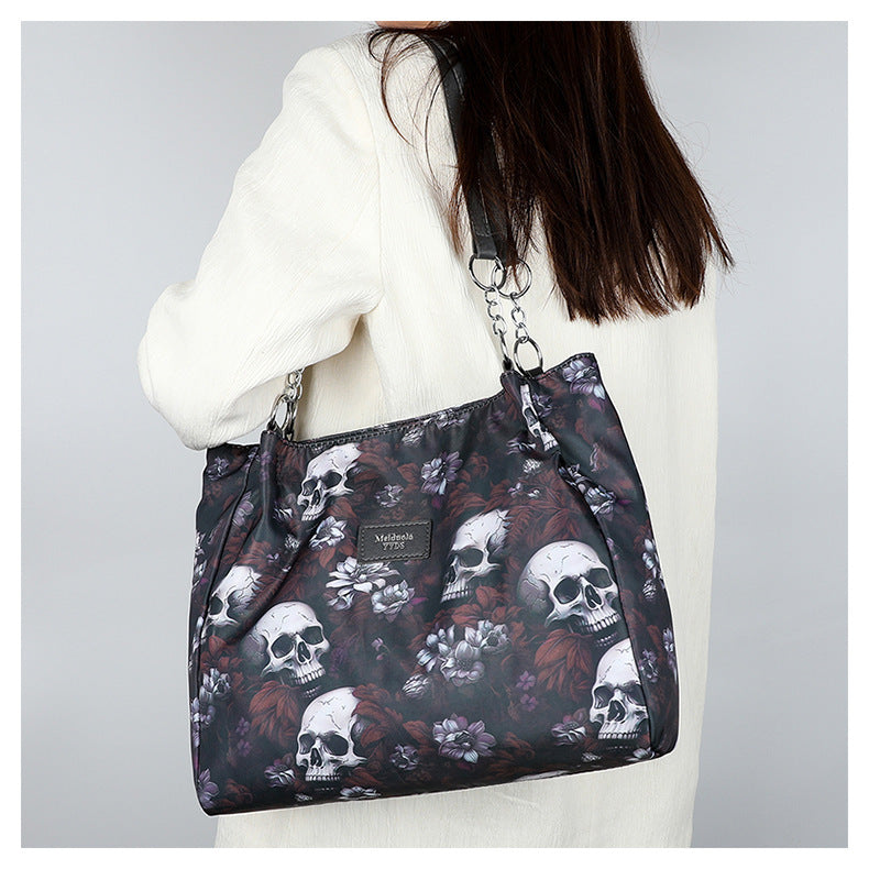 Women's Large Capacity Skull Print Shoulder Bag