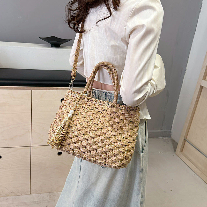 Women's Woven Hand Bag with Shoulder Strap