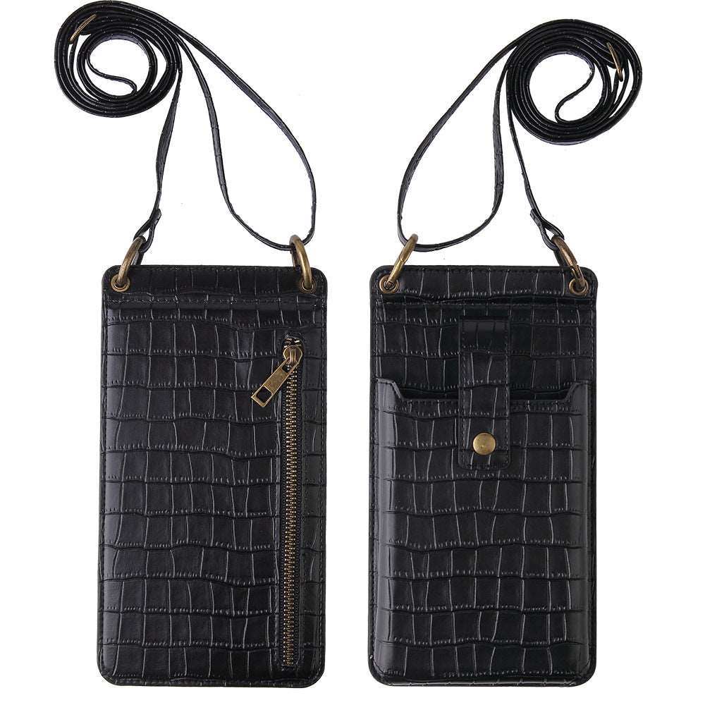 Women’s Crocodile Pattern Phone and Card Wallet Crossbody Bag with Mirror in 6 Colors - Wazzi's Wear