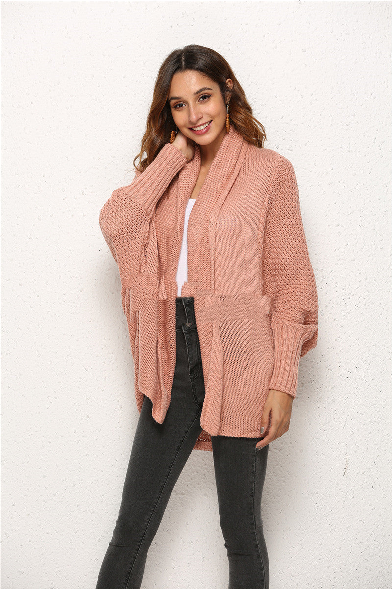 Women's Cardigan with Long Bat Sleeves