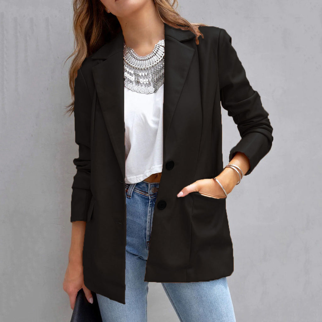 Women’s Long Sleeve PU Leather Cardigan Coat with Pockets in 6 Colors S-XXL - Wazzi's Wear