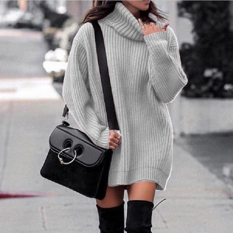 Women’s Long Sleeve Turtleneck Sweater Dress