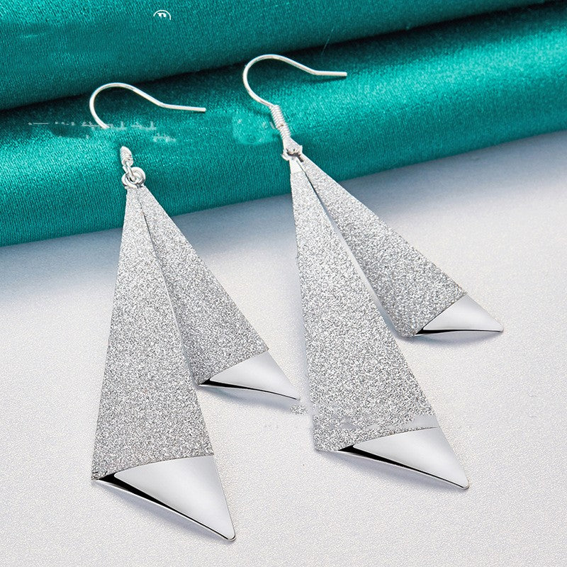 Women’s Long Frosted Silver Earrings - Wazzi's Wear