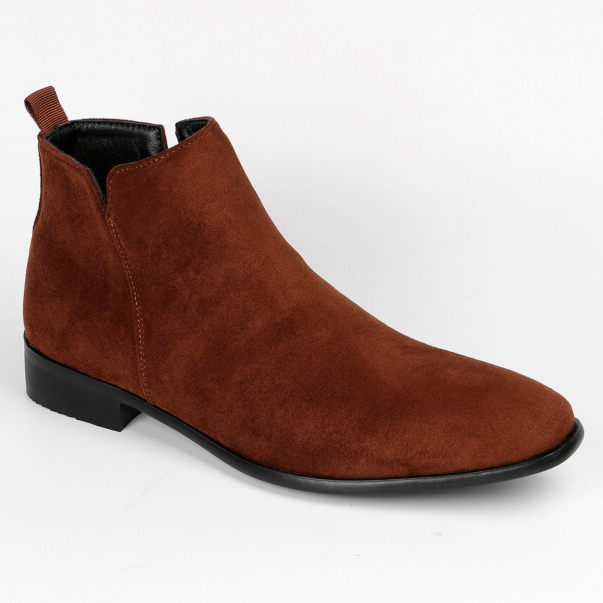 Men's Ankle Boots with Wedge Heel and Square Toe