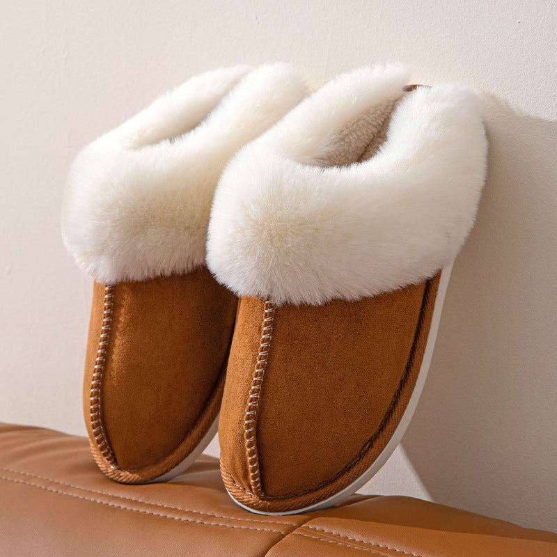 Suede Slip On Closed Toe Plush Slippers