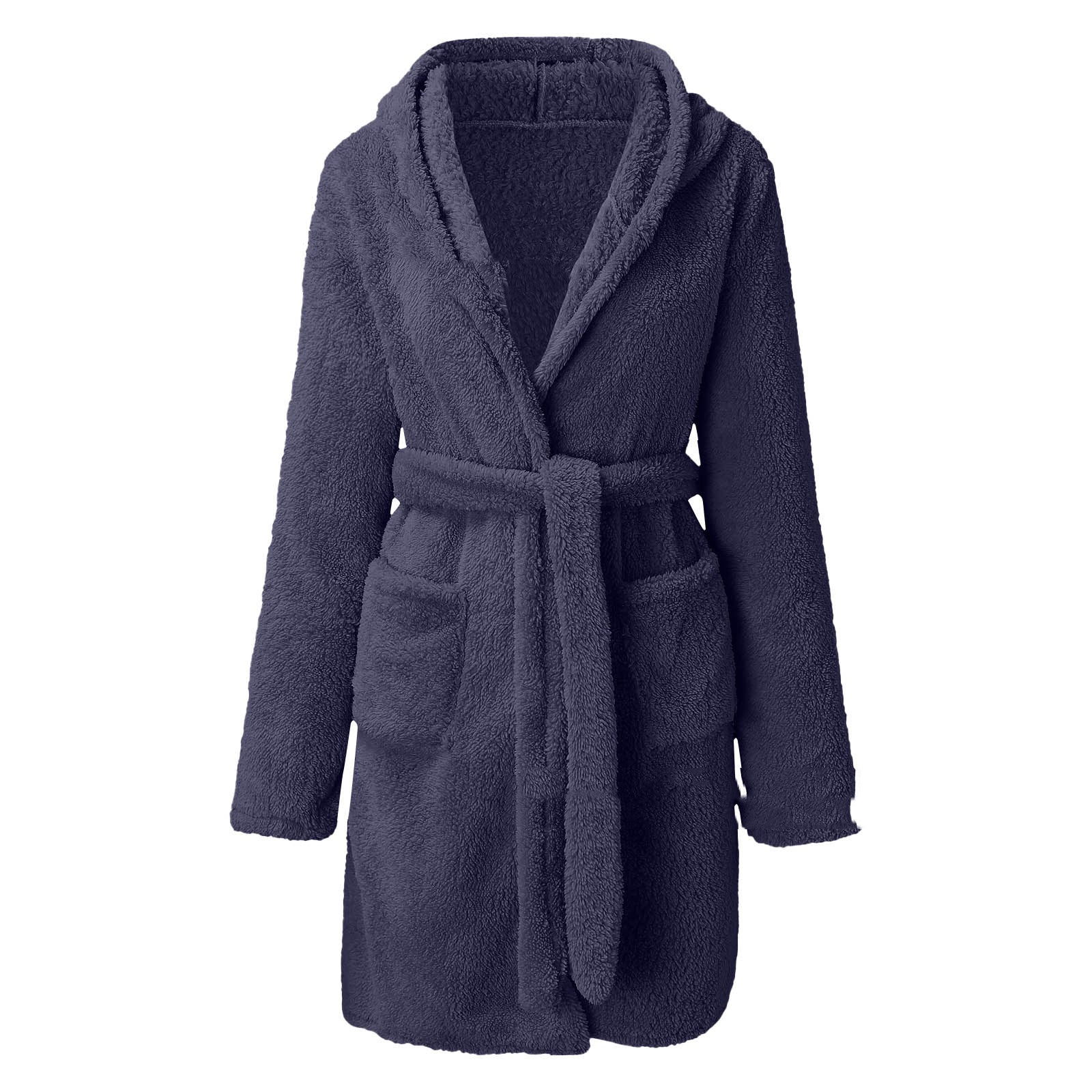 Women’s Plush Long Sleeve Housecoat with Waist Tie in 10 Colors S-XXL - Wazzi's Wear