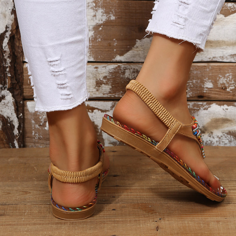 Women’s Bohemian Roman Style Beaded Sandals in 2 Colors - Wazzi's Wear