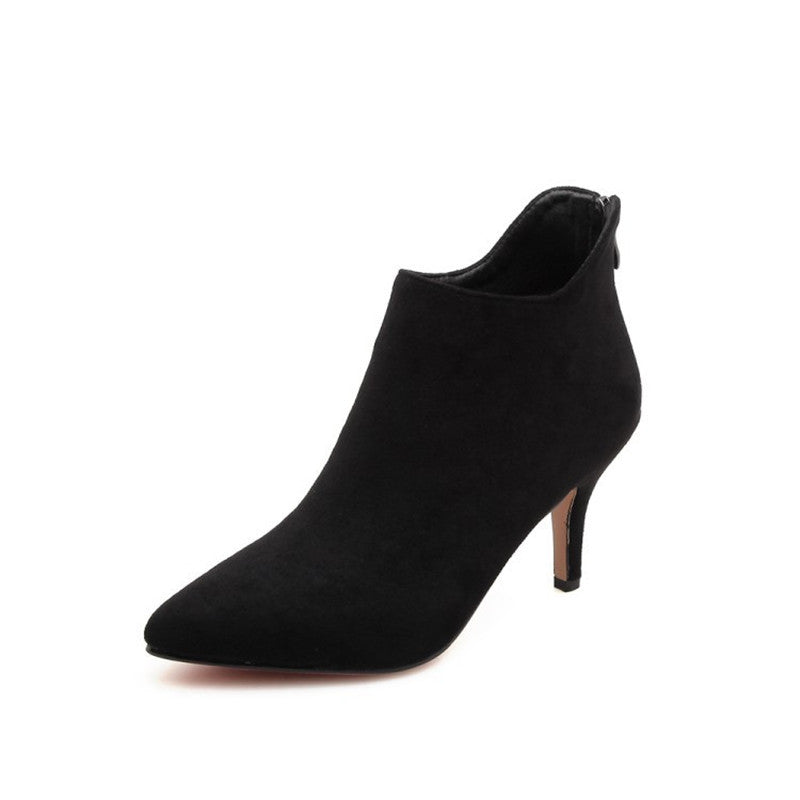 Women’s Suede Pointed Toe Ankle Boots with Stiletto Heel