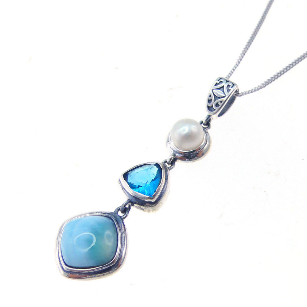 Natural sea vein gemstone pearl necklace