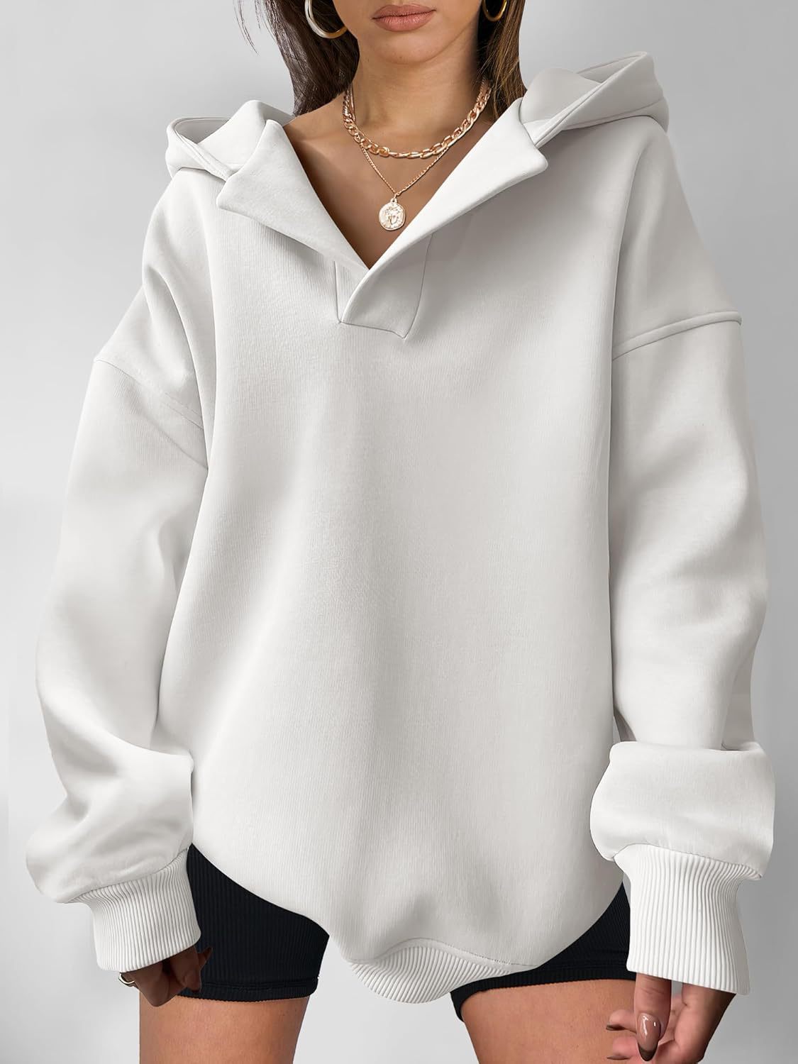 Women's Loose Fit Long Sleeve Hooded Sweatshirt