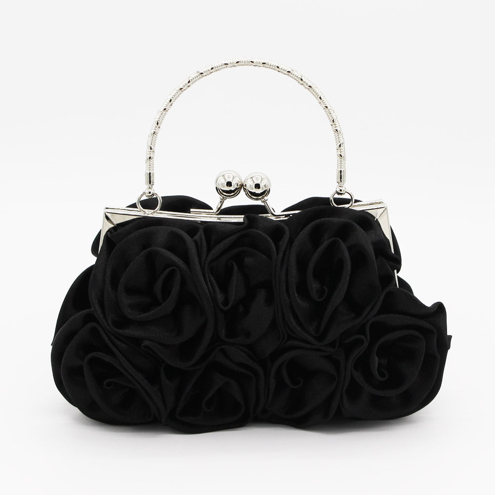 Women’s Silk Rose Clutch Hand Bag in 5 Colors - Wazzi's Wear