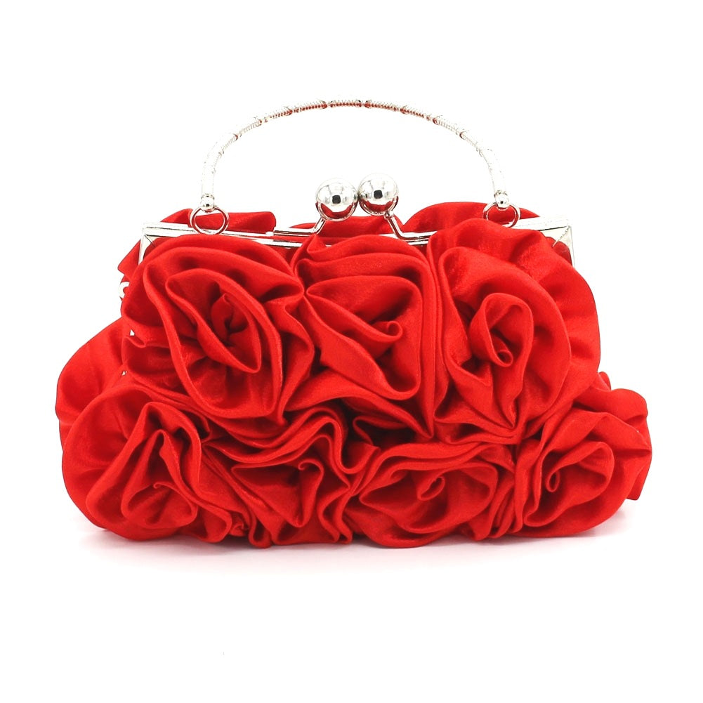 Women’s Silk Rose Clutch Hand Bag in 5 Colors - Wazzi's Wear