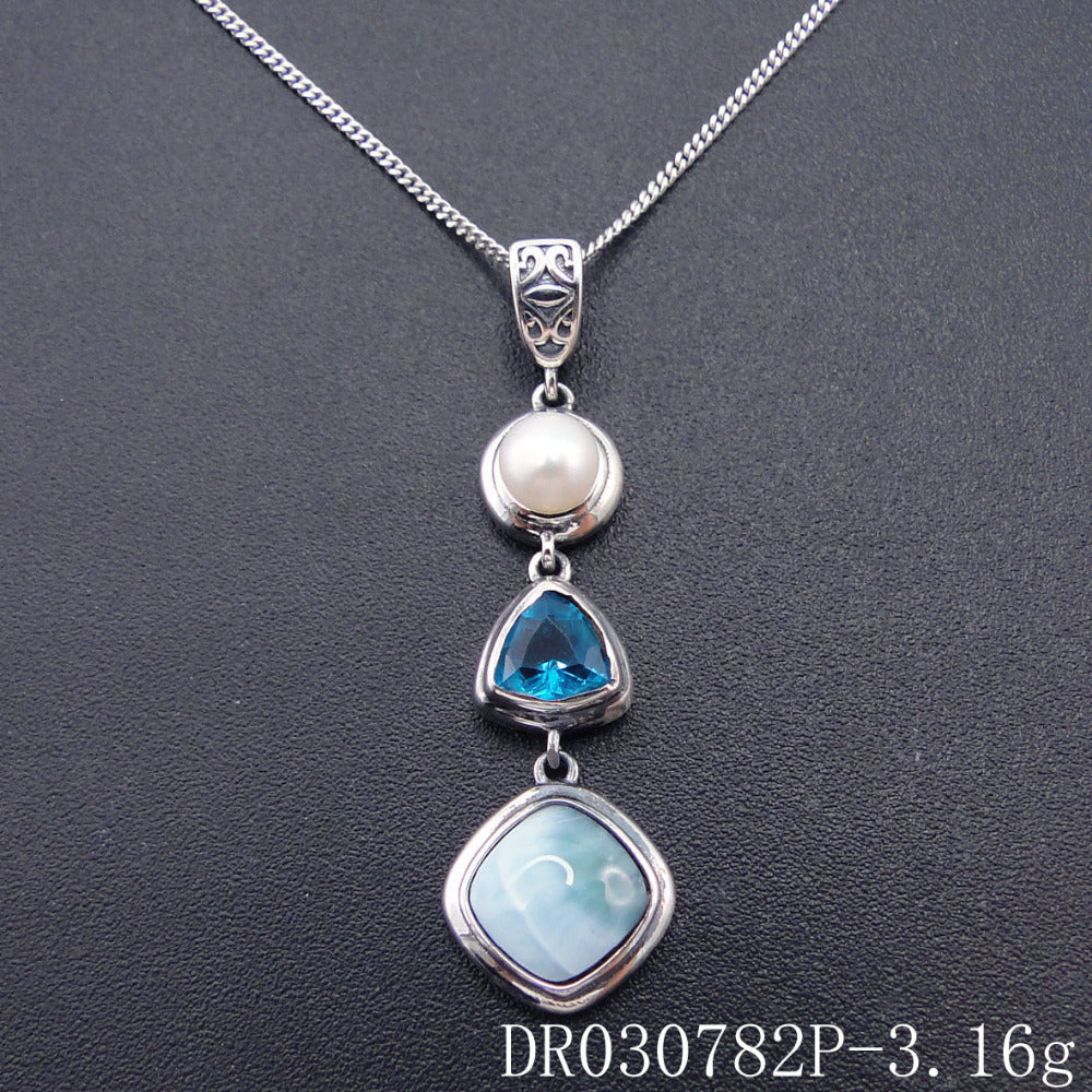 Natural sea vein gemstone pearl necklace