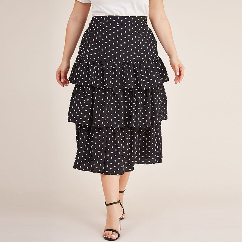 Polka dot pleated skirt