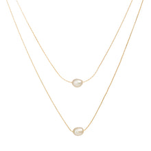 Load image into Gallery viewer, Double Layer Gold Plated Chain with 2 Freshwater Pearls - Wazzi&#39;s Wear