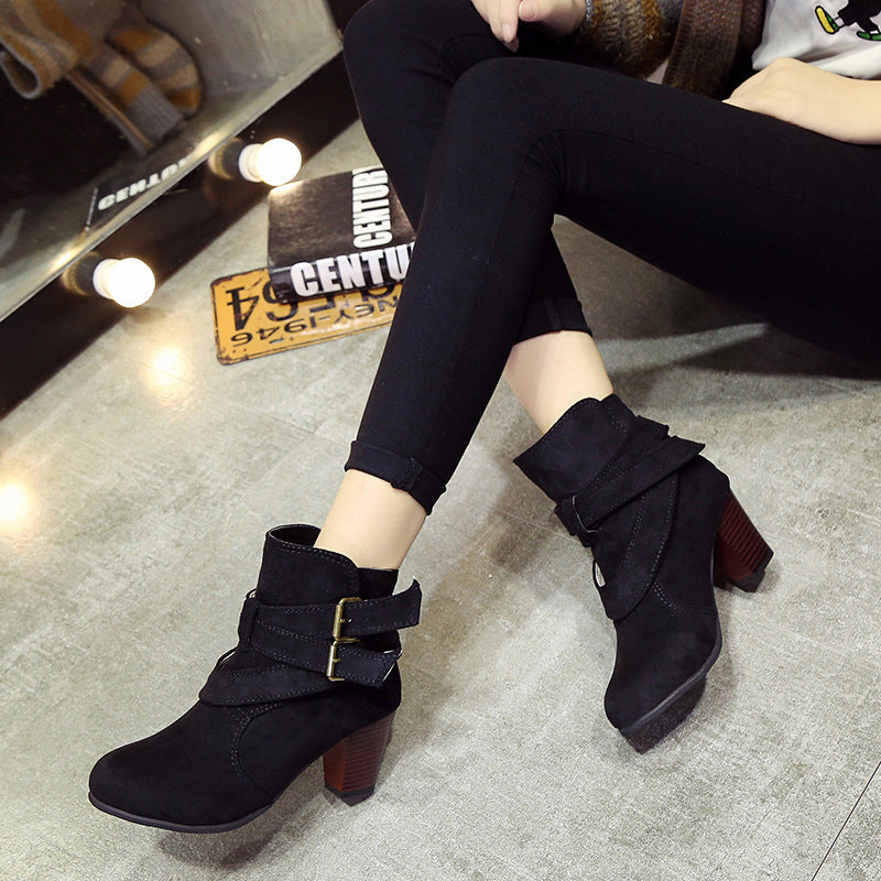 Women’s Suede Block Heel Ankle Boots