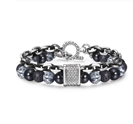 Stainless Steel Bracelet with Natural Stones - Wazzi's Wear