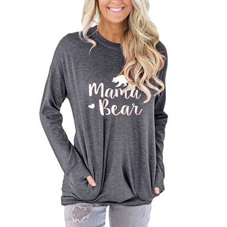 Women’s Long Sleeve Mama Bear Top with Pockets in 10 Colors S-XXL - Wazzi's Wear